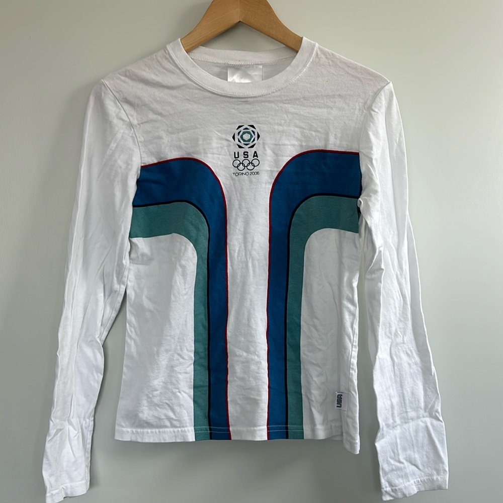 Torino Winter Olympics USA Roots team cotton longsleeve shirt HTF medium